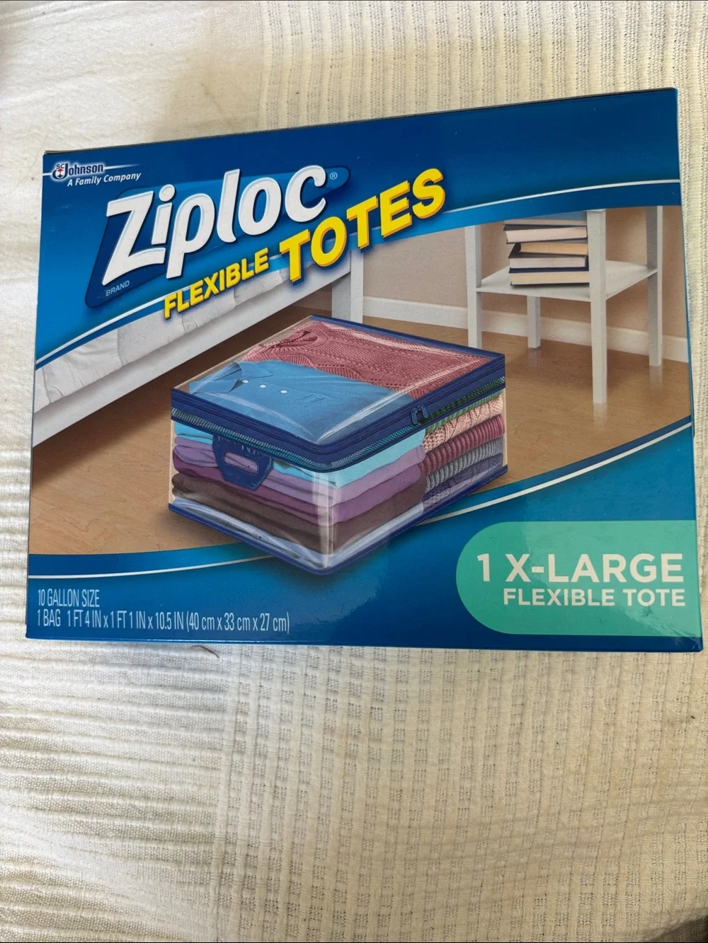 Lot of 4 Ziploc XL X-Large Flexible Storage Tote 10 Gallon Clear Plastic Sealed